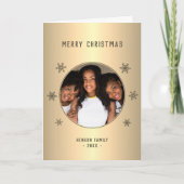 フェスティバルゴールデンメタリックスノーフレーク写真クリスマス シーズンカード (正面)