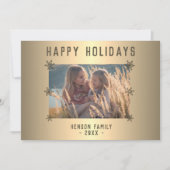 フェスティバルゴールデンメタリックスノーフレーク写真クリスマス シーズンカード (正面)