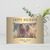 フェスティバルゴールデンメタリックスノーフレーク写真クリスマス シーズンカード (スタンド正面)