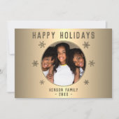 フェスティバルゴールデンメタリックスノーフレーク写真クリスマス シーズンカード (正面)