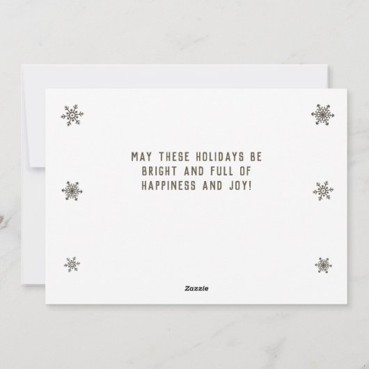 フェスティバルゴールデンメタリックスノーフレーク写真クリスマス シーズンカード (裏面)