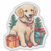 フェスティバルゴールデンレトリエバークリスマスホリデー シール (正面)