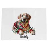 フェスティバルゴールデンレトリバークリスマス抱き枕 ラージペーパーバッグ (正面)