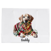 フェスティバルゴールデンレトリバークリスマス抱き枕 ラージペーパーバッグ (裏面)