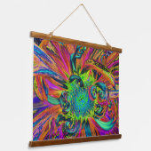 フェスティバルサイケデリックダリアカラフルフラワー花びら 吊り下げ型タペストリー (傾斜あり)