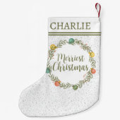 フェスティバルサイプレスパターンモノグラムホリデイ スモールクリスマスストッキング (裏面)