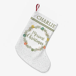フェスティバルサイプレスパターンモノグラムホリデイ スモールクリスマスストッキング
