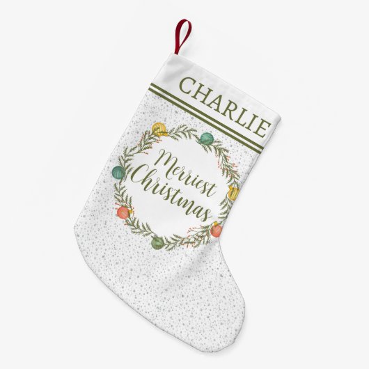 フェスティバルサイプレスパターンモノグラムホリデイ スモールクリスマスストッキング (正面 (吊り時))