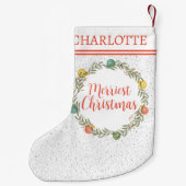 フェスティバルサイプレスパターンモノグラムホリデイ スモールクリスマスストッキング (裏面)