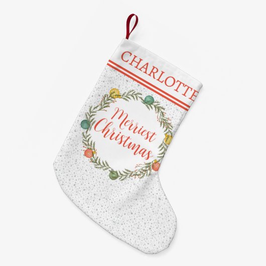 フェスティバルサイプレスパターンモノグラムホリデイ スモールクリスマスストッキング (正面 (吊り時))