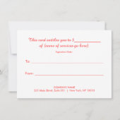 フェスティバルサロン及びスパホリディギフト券 (裏面)