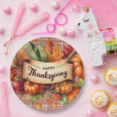 フェスティバルサンクスギビングジンガム紙プレート ペーパープレート (パーティー)