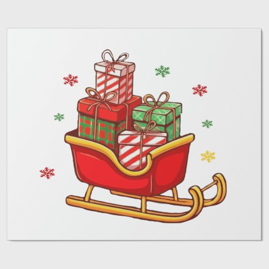 フェスティバルサンタそりはクリスマスプレゼントに満ちた ラッピングペーパー (フラット)