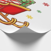 フェスティバルサンタそりはクリスマスプレゼントに満ちた ラッピングペーパー (角)