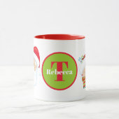 フェスティバルサンタとクロース夫人の名前 マグカップ (中央)