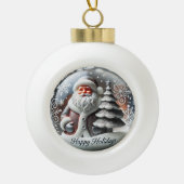 フェスティバルサンタをテーマにしたホリデーシーズン陽気 セラミックボールオーナメント (正面)