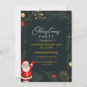 フェスティバルサンタエバーグリーンクリスマスパーティの招待状 シーズンカード (正面)