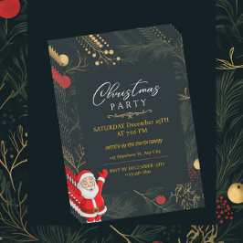 フェスティバルサンタエバーグリーンクリスマスパーティの招待状 シーズンカード