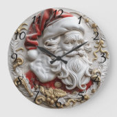 フェスティバルサンタオーナメントは休日の喜びをキャプチャ ラージ壁時計 (正面)