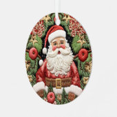 フェスティバルサンタクリスマスホリデーズイフェイクンズ刺繍 メタルオーナメント (正面左)