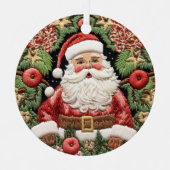 フェスティバルサンタクリスマスホリデーズイフェイクンズ刺繍 メタルオーナメント (正面)