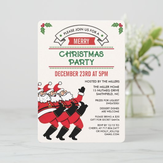 フェスティバルサンタクリスマスホリデーパーティー招待状 招待状 (スタンド正面)