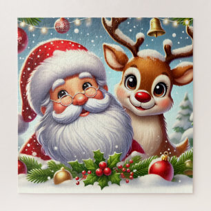 フェスティバルサンタクロースとトナカイinスノークリスマス ジグソーパズル