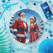 フェスティバルサンタクロースとミセス・クロース ペーパープレート (パーティー)