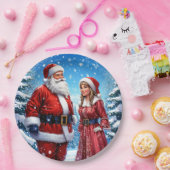 フェスティバルサンタクロースとミセス・クロース ペーパープレート (パーティー)