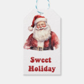 フェスティバルサンタクロースの休日のラベルのための甘いギフト ギフトタグ (正面)