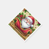 フェスティバルサンタクロースインスリー スタンダードカクテルナプキン (角)