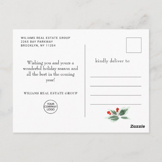 フェスティバルサンタクロースハットクリスマスグリーティングホリデー ポストカード (裏面)