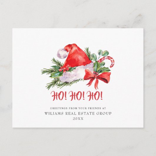 フェスティバルサンタクロースハットクリスマスグリーティングホリデー ポストカード (正面)