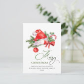 フェスティバルサンタクロースハットクリスマスグリーティングホリデー ポストカード (スタンド正面)