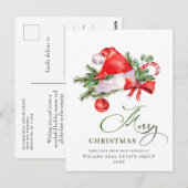 フェスティバルサンタクロースハットクリスマスグリーティングホリデー ポストカード (正面/裏面)