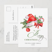 フェスティバルサンタクロースハットクリスマスグリーティングホリデー ポストカード (正面/裏面)