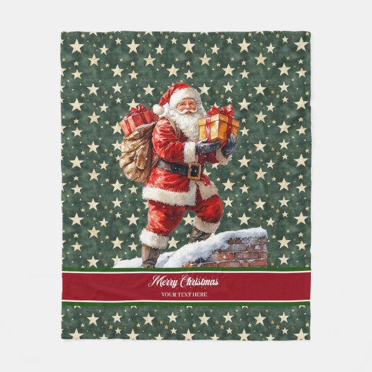 フェスティバルサンタクロースブランケット付名前をカスタムする フリースブランケット (正面)