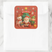 フェスティバルサンタクロース付きクリスマスシール スクエアシール (バッグ)
