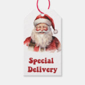 フェスティバルサンタクロース配信ラベルのための休日応援 ギフトタグ (正面)