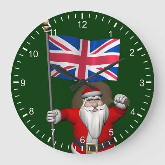 フェスティバルサンタクロース、英国旗 ラージ壁時計 (正面)