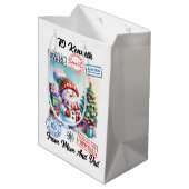 フェスティバルサンタサックよくはしゃぐウィズホリデー雪だるま ミディアムペーパーバッグ (裏面アングル)