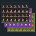 フェスティバルサンタストライプのハット "MERRY CHRISTMAS!" ラッピングペーパーシート<br><div class="desc">このおもしろいとフェスティバルのクリスマスをテーマにしたラッピング紙デザインは、赤いサンタ帽と、赤、白、緑のクリスマスカラーをテーマにした模様を持つ手紙とクリスマスグリーティング「MERRY CHRISTMAS!」を備えていストライプる。このような包装紙は、クリスマスのお祝いにある贈り物やプレゼントを包む際に使用される可能性がある。</div>