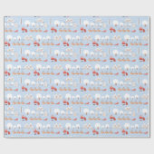 フェスティバルサンタズクリスマスビレッジ&おもしろいトナカイ ラッピングペーパー (フラット)