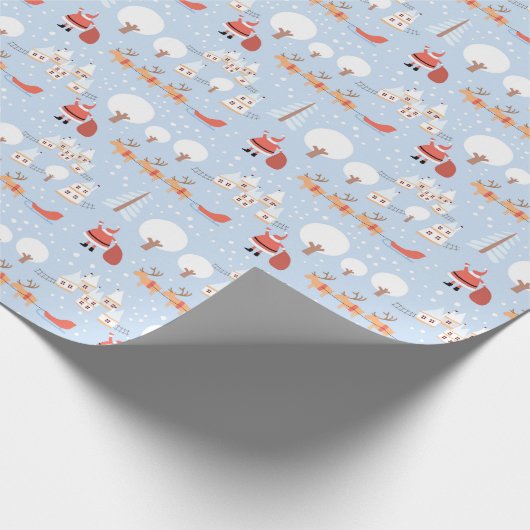 フェスティバルサンタズクリスマスビレッジ&おもしろいトナカイ ラッピングペーパー (角)