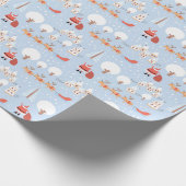 フェスティバルサンタズクリスマスビレッジ&おもしろいトナカイ ラッピングペーパー (角)