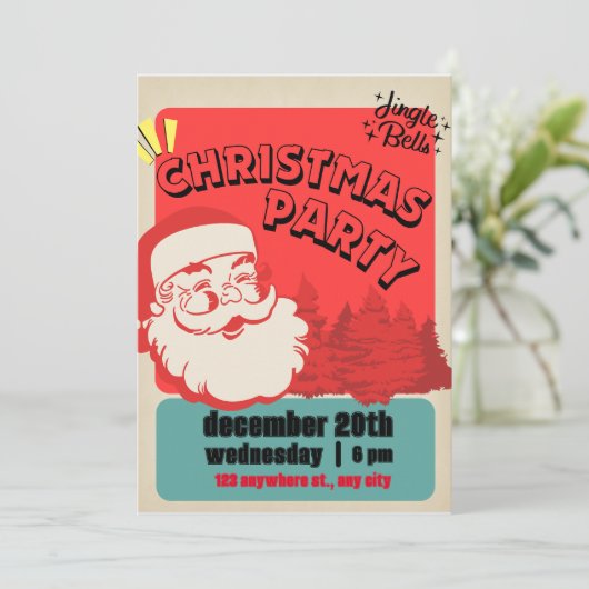 フェスティバルサンタハットクリスマスパーティの招待状 招待状 (スタンド正面)
