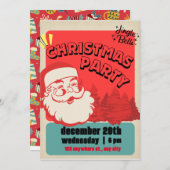 フェスティバルサンタハットクリスマスパーティの招待状 招待状 (正面/裏面)