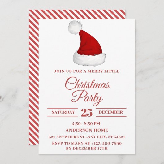 フェスティバルサンタハットクリスマスパーティー 招待状 (正面/裏面)