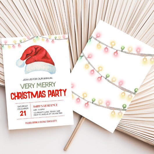フェスティバルサンタハットクリスマスパーティー 招待状