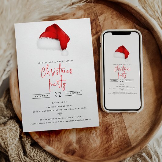 フェスティバルサンタハットブラッククリスマスパーティー 招待状